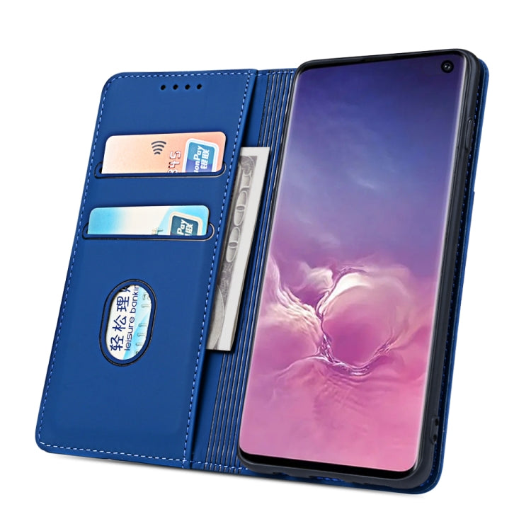 For Samsung Galaxy S10 Strong Magnetism Liquid Feel Horizontal Flip Leather Case with Holder & Card Slots & Wallet