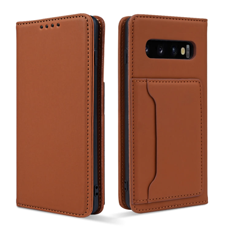 For Samsung Galaxy S10 Strong Magnetism Liquid Feel Horizontal Flip Leather Case with Holder & Card Slots & Wallet