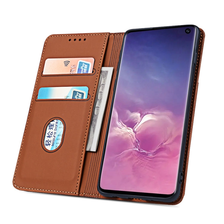 For Samsung Galaxy S10 Strong Magnetism Liquid Feel Horizontal Flip Leather Case with Holder & Card Slots & Wallet