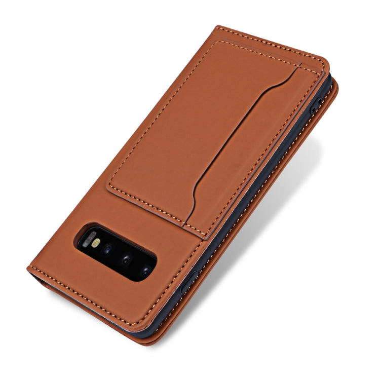 For Samsung Galaxy S10 Strong Magnetism Liquid Feel Horizontal Flip Leather Case with Holder & Card Slots & Wallet