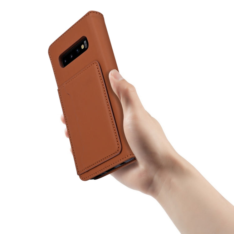 For Samsung Galaxy S10 Strong Magnetism Liquid Feel Horizontal Flip Leather Case with Holder & Card Slots & Wallet