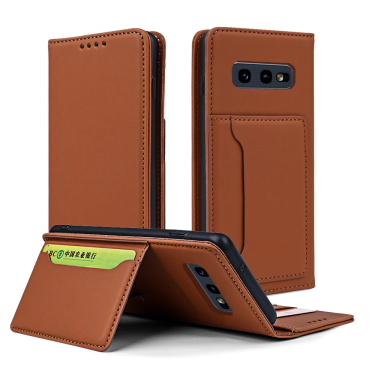 For Samsung Galaxy S10e Strong Magnetism Liquid Feel Horizontal Flip Leather Case with Holder & Card Slots & Wallet