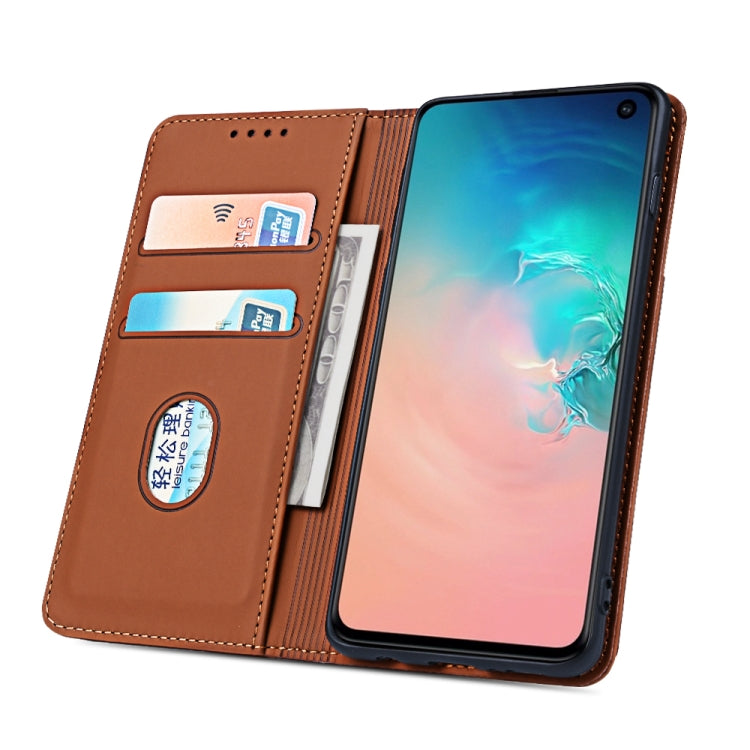 For Samsung Galaxy S10e Strong Magnetism Liquid Feel Horizontal Flip Leather Case with Holder & Card Slots & Wallet