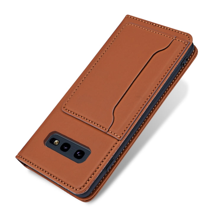 For Samsung Galaxy S10e Strong Magnetism Liquid Feel Horizontal Flip Leather Case with Holder & Card Slots & Wallet