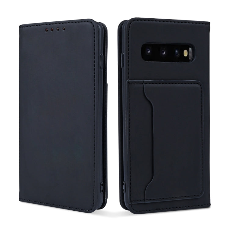 For Samsung Galaxy S10+ Strong Magnetism Liquid Feel Horizontal Flip Leather Case with Holder & Card Slots & Wallet