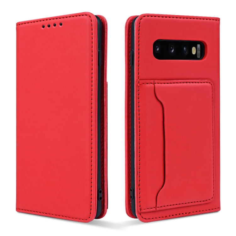 For Samsung Galaxy S10+ Strong Magnetism Liquid Feel Horizontal Flip Leather Case with Holder & Card Slots & Wallet