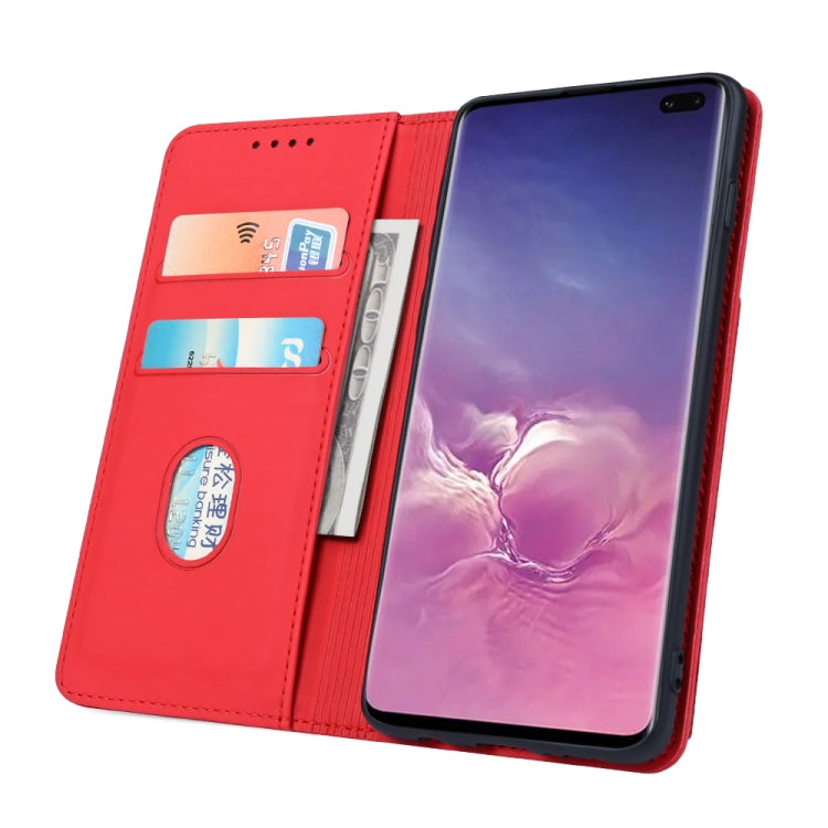 For Samsung Galaxy S10+ Strong Magnetism Liquid Feel Horizontal Flip Leather Case with Holder & Card Slots & Wallet