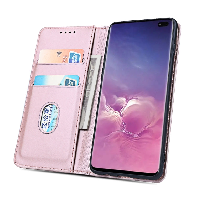 For Samsung Galaxy S10+ Strong Magnetism Liquid Feel Horizontal Flip Leather Case with Holder & Card Slots & Wallet