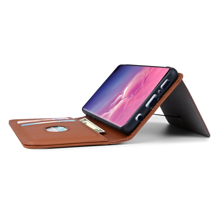 For Samsung Galaxy S10+ Strong Magnetism Liquid Feel Horizontal Flip Leather Case with Holder & Card Slots & Wallet