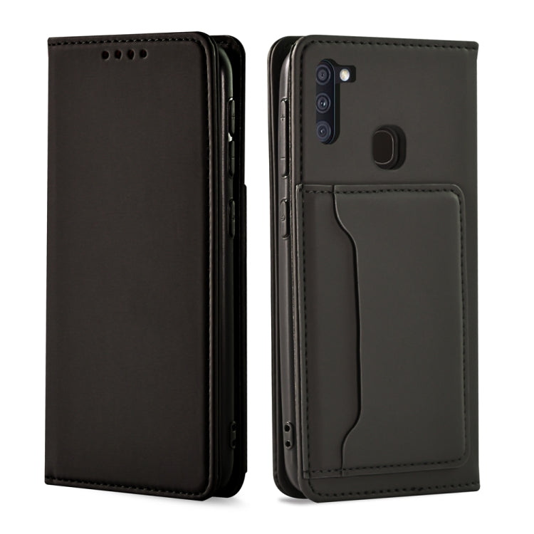 For Samsung Galaxy A11 Strong Magnetism Liquid Feel Horizontal Flip Leather Case with Holder & Card Slots & Wallet