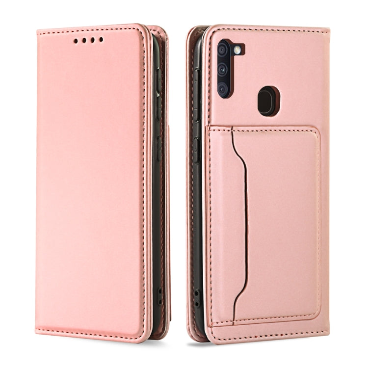 For Samsung Galaxy A11 Strong Magnetism Liquid Feel Horizontal Flip Leather Case with Holder & Card Slots & Wallet