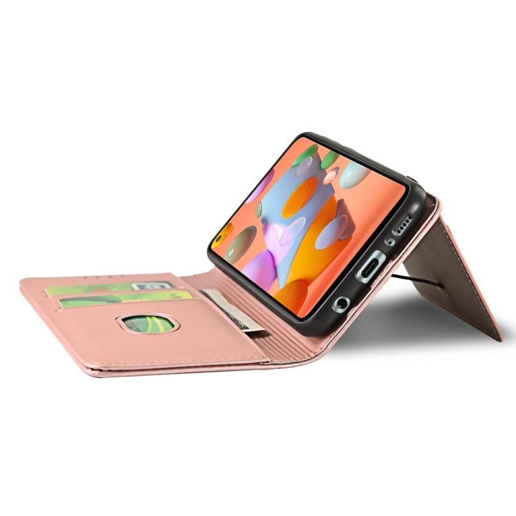 For Samsung Galaxy A11 Strong Magnetism Liquid Feel Horizontal Flip Leather Case with Holder & Card Slots & Wallet