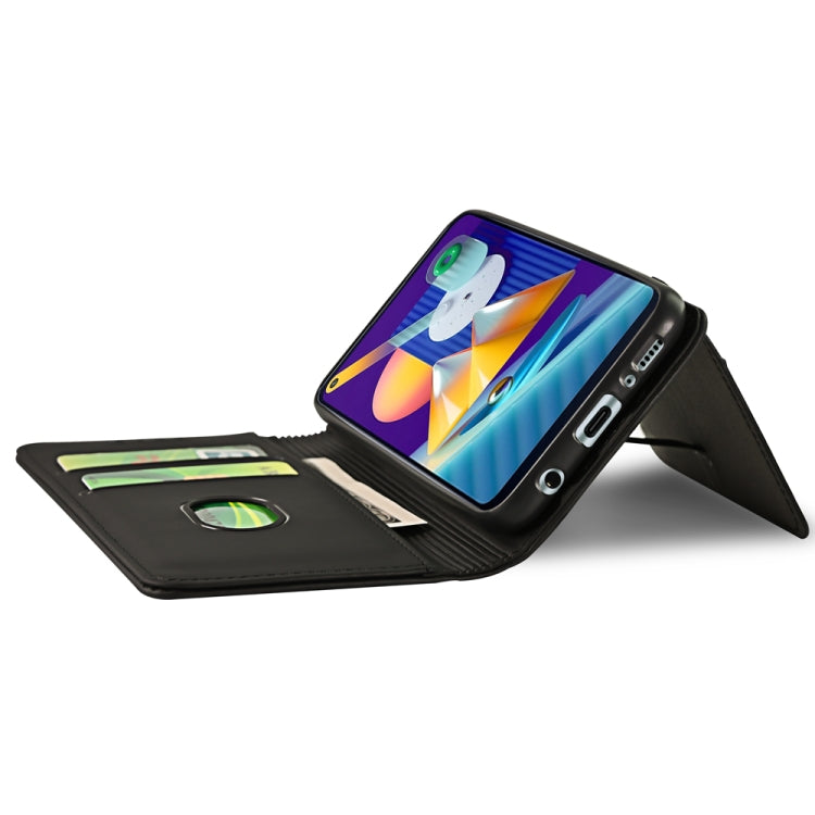 For Samsung Galaxy M11 Strong Magnetism Liquid Feel Horizontal Flip Leather Case with Holder & Card Slots & Wallet