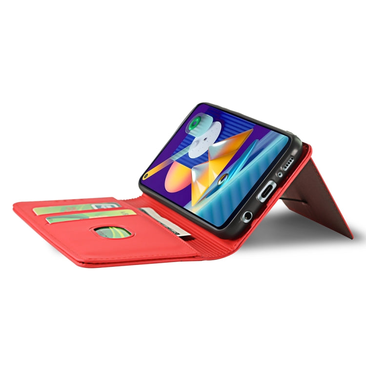 For Samsung Galaxy M11 Strong Magnetism Liquid Feel Horizontal Flip Leather Case with Holder & Card Slots & Wallet
