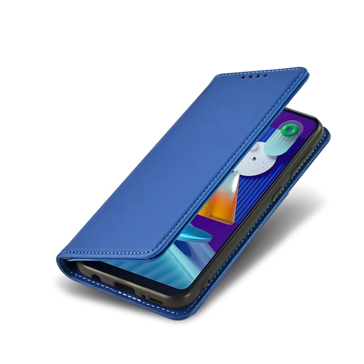 For Samsung Galaxy M11 Strong Magnetism Liquid Feel Horizontal Flip Leather Case with Holder & Card Slots & Wallet