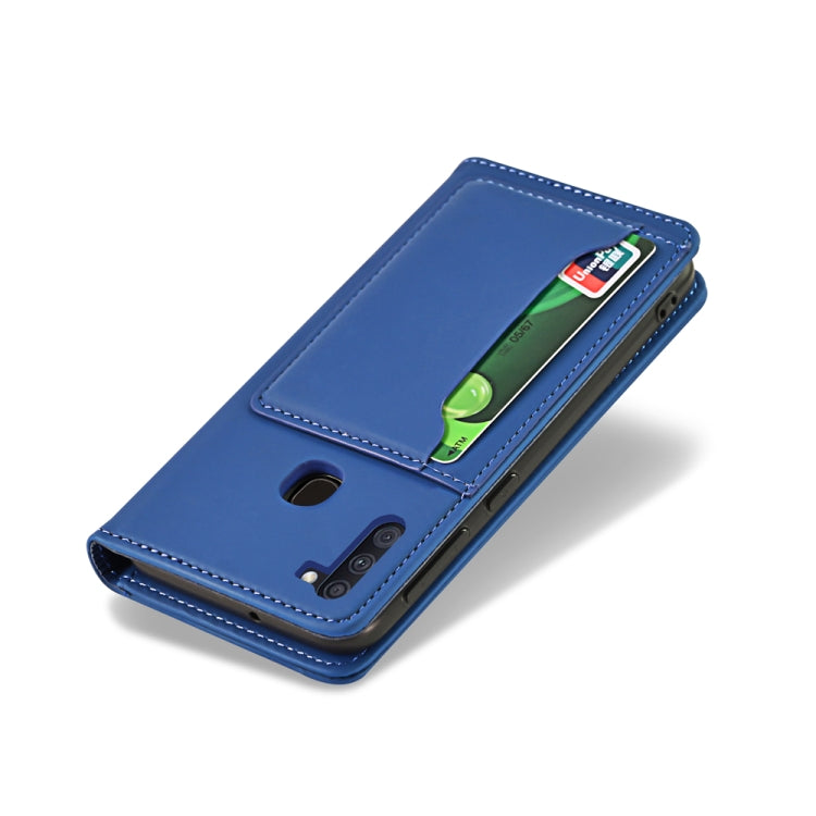For Samsung Galaxy M11 Strong Magnetism Liquid Feel Horizontal Flip Leather Case with Holder & Card Slots & Wallet