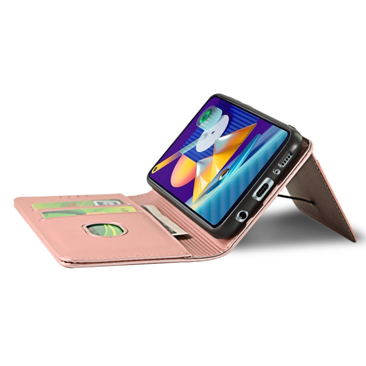 For Samsung Galaxy M11 Strong Magnetism Liquid Feel Horizontal Flip Leather Case with Holder & Card Slots & Wallet