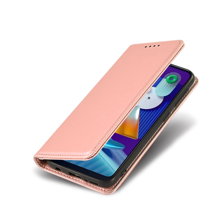 For Samsung Galaxy M11 Strong Magnetism Liquid Feel Horizontal Flip Leather Case with Holder & Card Slots & Wallet