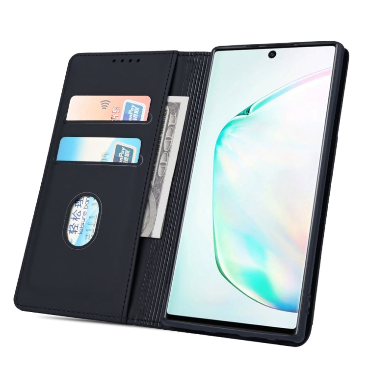For Samsung Galaxy Note10 Strong Magnetism Liquid Feel Horizontal Flip Leather Case with Holder & Card Slots & Wallet