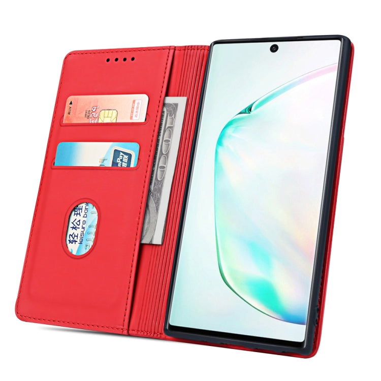 For Samsung Galaxy Note10 Strong Magnetism Liquid Feel Horizontal Flip Leather Case with Holder & Card Slots & Wallet