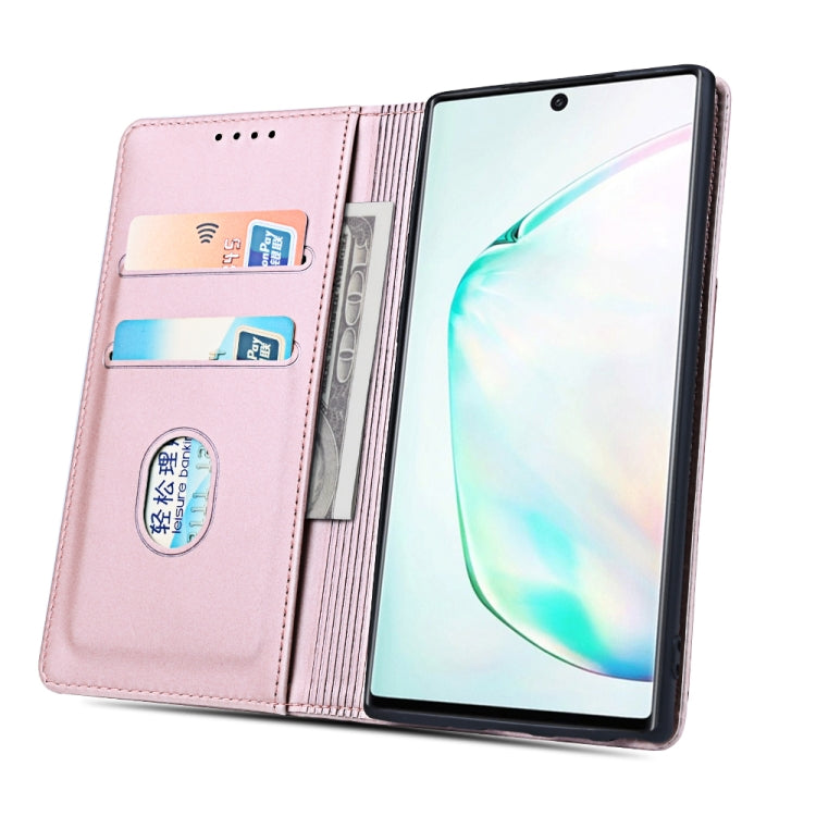 For Samsung Galaxy Note10 Strong Magnetism Liquid Feel Horizontal Flip Leather Case with Holder & Card Slots & Wallet