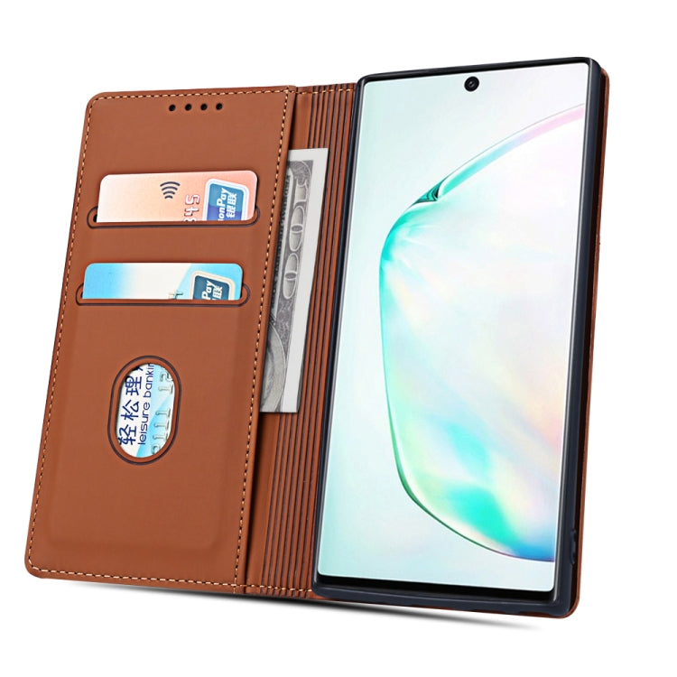 For Samsung Galaxy Note10 Strong Magnetism Liquid Feel Horizontal Flip Leather Case with Holder & Card Slots & Wallet