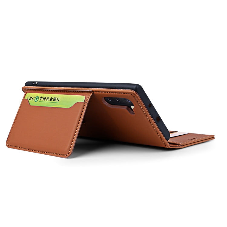 For Samsung Galaxy Note10 Strong Magnetism Liquid Feel Horizontal Flip Leather Case with Holder & Card Slots & Wallet
