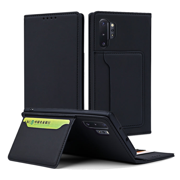 For Samsung Galaxy Note10+ Strong Magnetism Liquid Feel Horizontal Flip Leather Case with Holder & Card Slots & Wallet