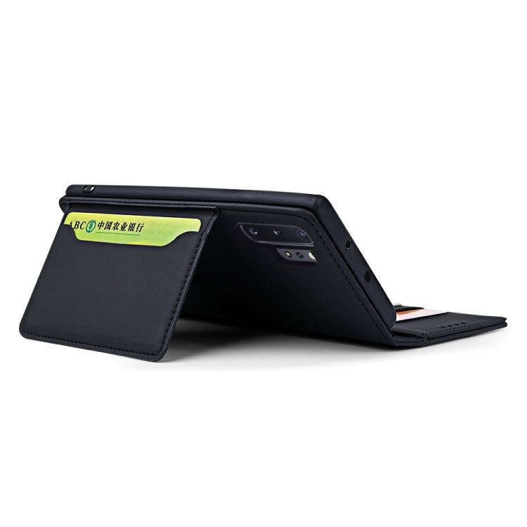 For Samsung Galaxy Note10+ Strong Magnetism Liquid Feel Horizontal Flip Leather Case with Holder & Card Slots & Wallet