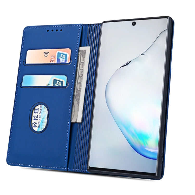 For Samsung Galaxy Note10+ Strong Magnetism Liquid Feel Horizontal Flip Leather Case with Holder & Card Slots & Wallet