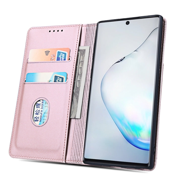 For Samsung Galaxy Note10+ Strong Magnetism Liquid Feel Horizontal Flip Leather Case with Holder & Card Slots & Wallet
