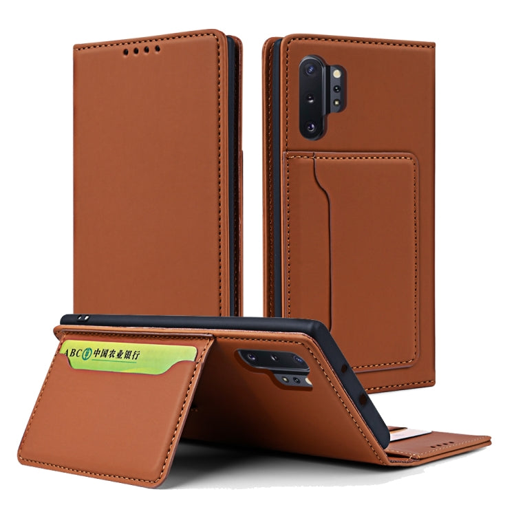 For Samsung Galaxy Note10+ Strong Magnetism Liquid Feel Horizontal Flip Leather Case with Holder & Card Slots & Wallet