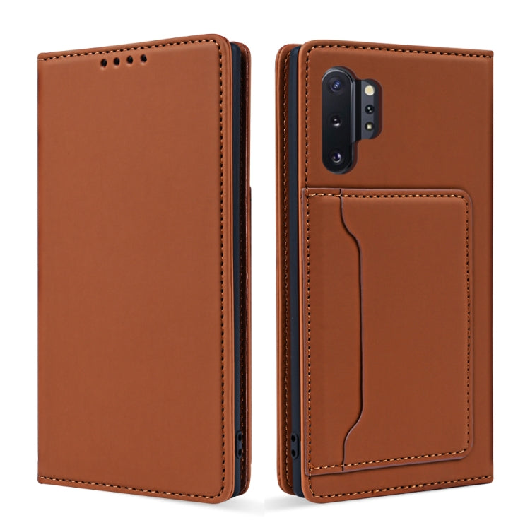 For Samsung Galaxy Note10+ Strong Magnetism Liquid Feel Horizontal Flip Leather Case with Holder & Card Slots & Wallet