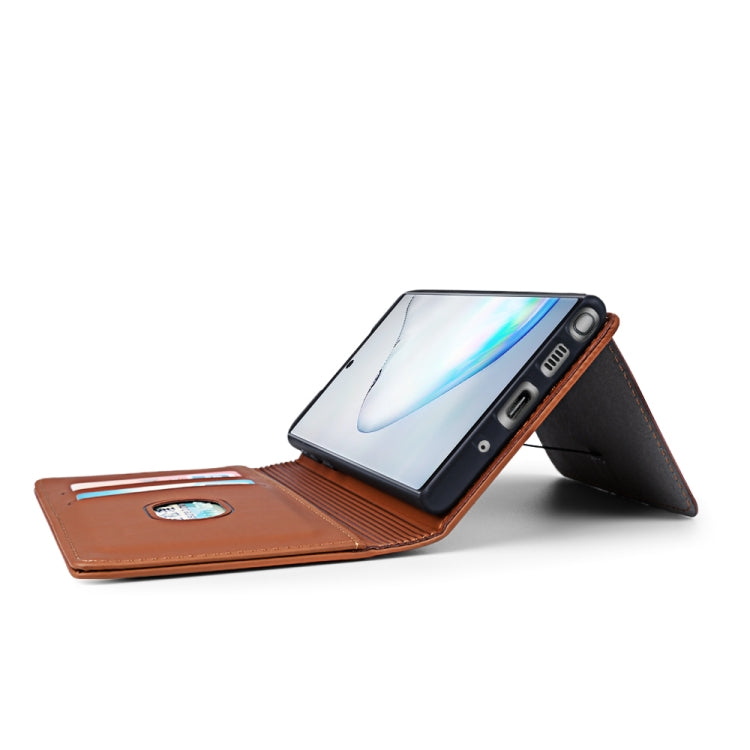 For Samsung Galaxy Note10+ Strong Magnetism Liquid Feel Horizontal Flip Leather Case with Holder & Card Slots & Wallet