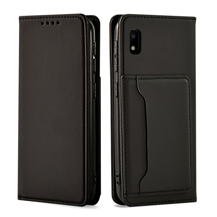 For Samsung Galaxy A10 Strong Magnetism Liquid Feel Horizontal Flip Leather Case with Holder & Card Slots & Wallet