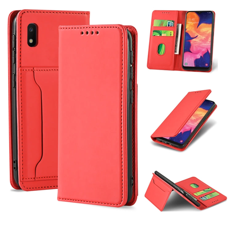 For Samsung Galaxy A10 Strong Magnetism Liquid Feel Horizontal Flip Leather Case with Holder & Card Slots & Wallet