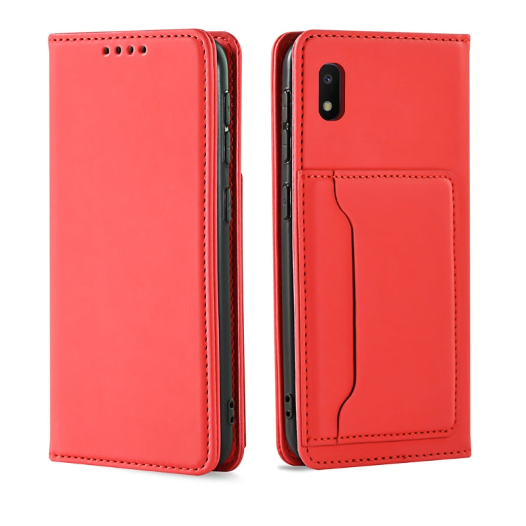 For Samsung Galaxy A10 Strong Magnetism Liquid Feel Horizontal Flip Leather Case with Holder & Card Slots & Wallet
