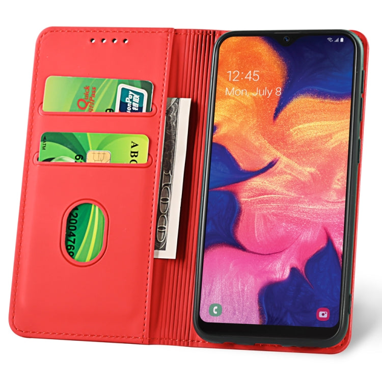 For Samsung Galaxy A10 Strong Magnetism Liquid Feel Horizontal Flip Leather Case with Holder & Card Slots & Wallet