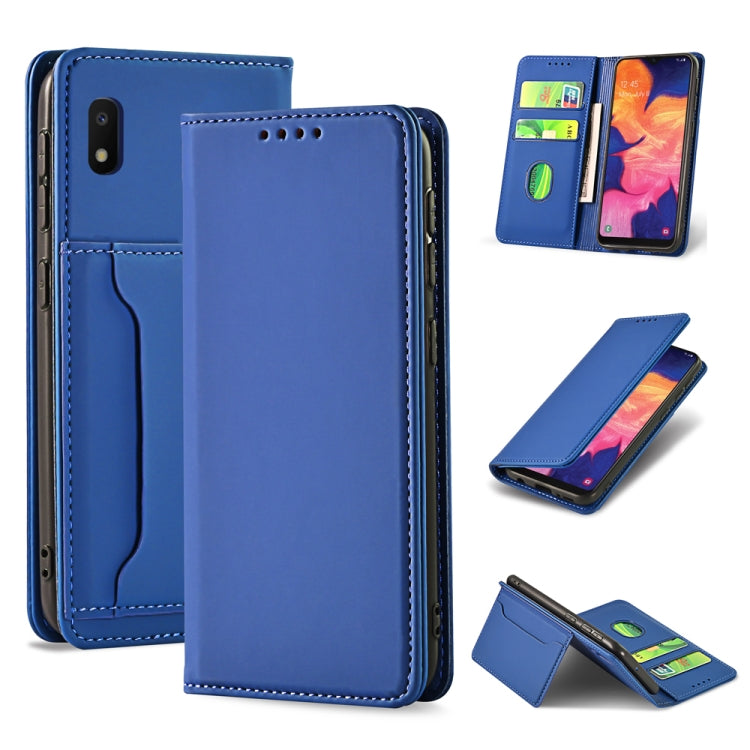 For Samsung Galaxy A10 Strong Magnetism Liquid Feel Horizontal Flip Leather Case with Holder & Card Slots & Wallet