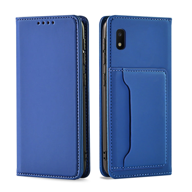 For Samsung Galaxy A10 Strong Magnetism Liquid Feel Horizontal Flip Leather Case with Holder & Card Slots & Wallet