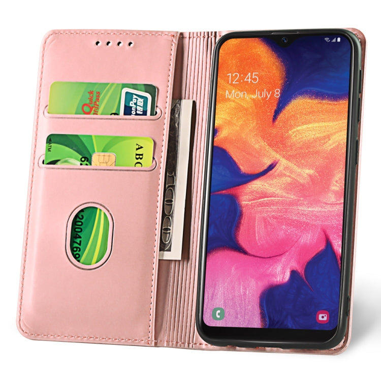For Samsung Galaxy A10 Strong Magnetism Liquid Feel Horizontal Flip Leather Case with Holder & Card Slots & Wallet