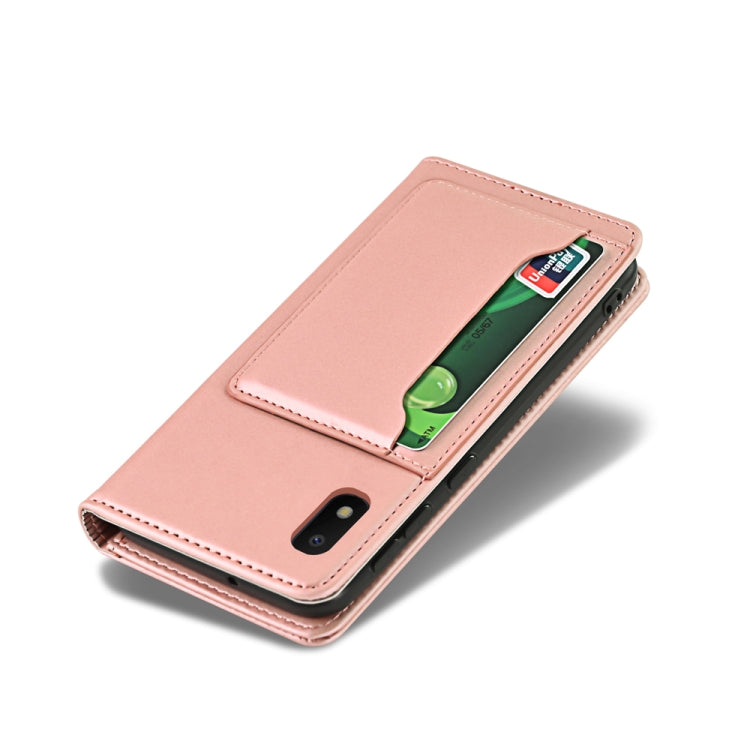 For Samsung Galaxy A10 Strong Magnetism Liquid Feel Horizontal Flip Leather Case with Holder & Card Slots & Wallet