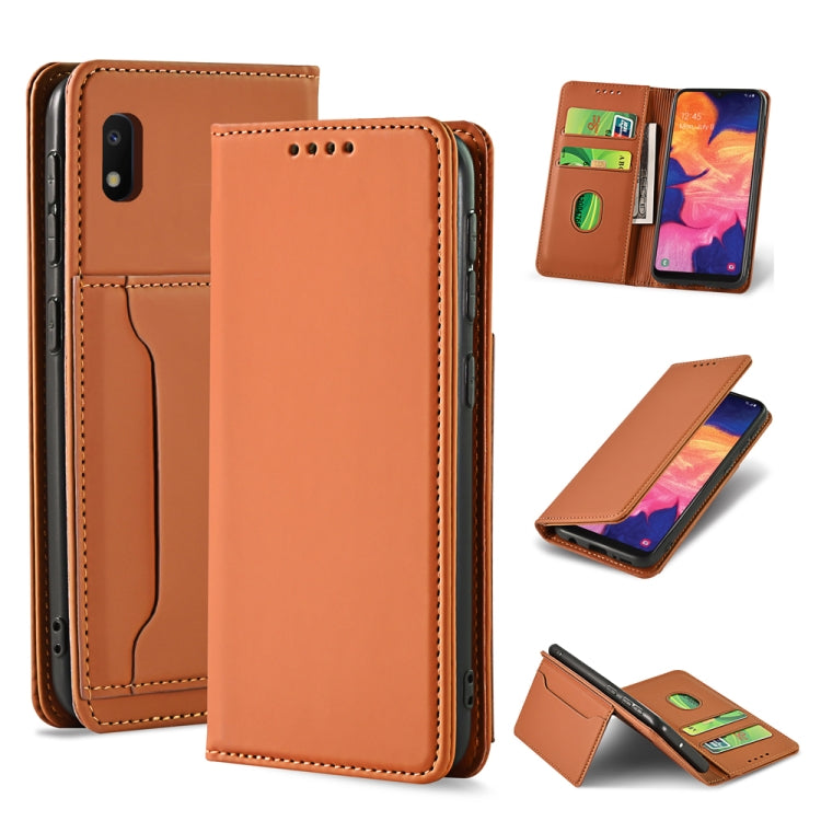 For Samsung Galaxy A10 Strong Magnetism Liquid Feel Horizontal Flip Leather Case with Holder & Card Slots & Wallet