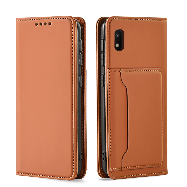 For Samsung Galaxy A10 Strong Magnetism Liquid Feel Horizontal Flip Leather Case with Holder & Card Slots & Wallet