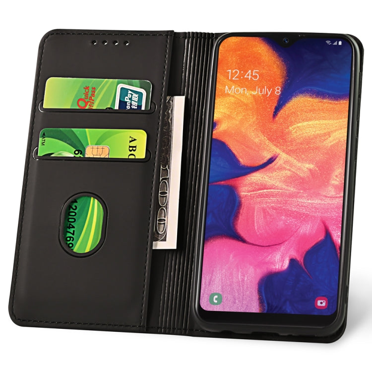 For Samsung Galaxy A10e Strong Magnetism Liquid Feel Horizontal Flip Leather Case with Holder & Card Slots & Wallet