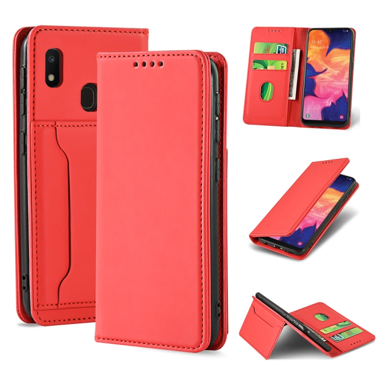 For Samsung Galaxy A10e Strong Magnetism Liquid Feel Horizontal Flip Leather Case with Holder & Card Slots & Wallet