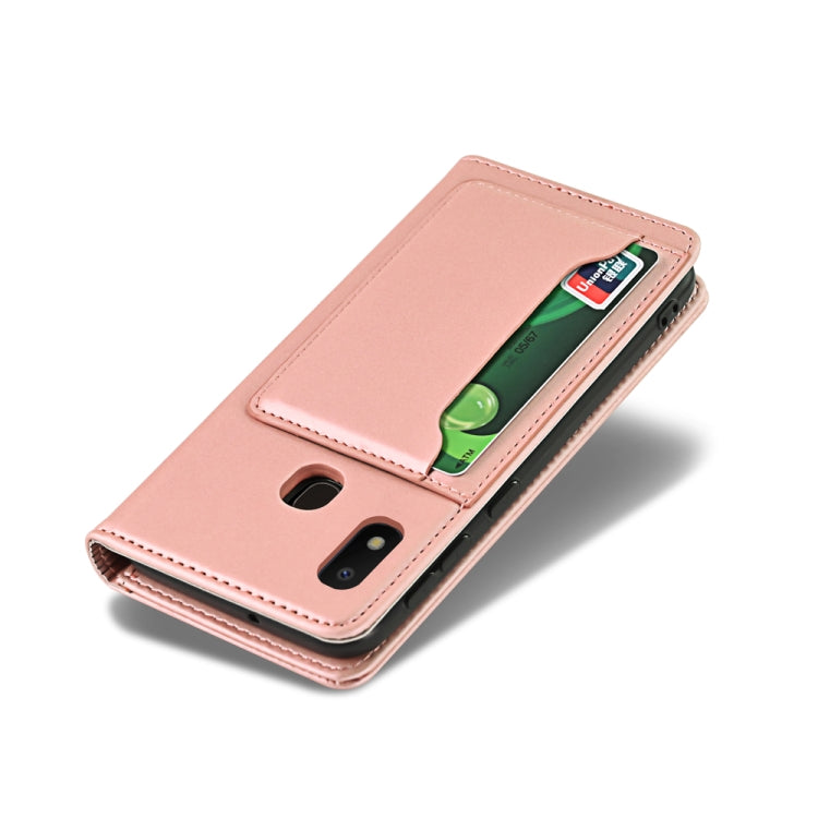 For Samsung Galaxy A10e Strong Magnetism Liquid Feel Horizontal Flip Leather Case with Holder & Card Slots & Wallet