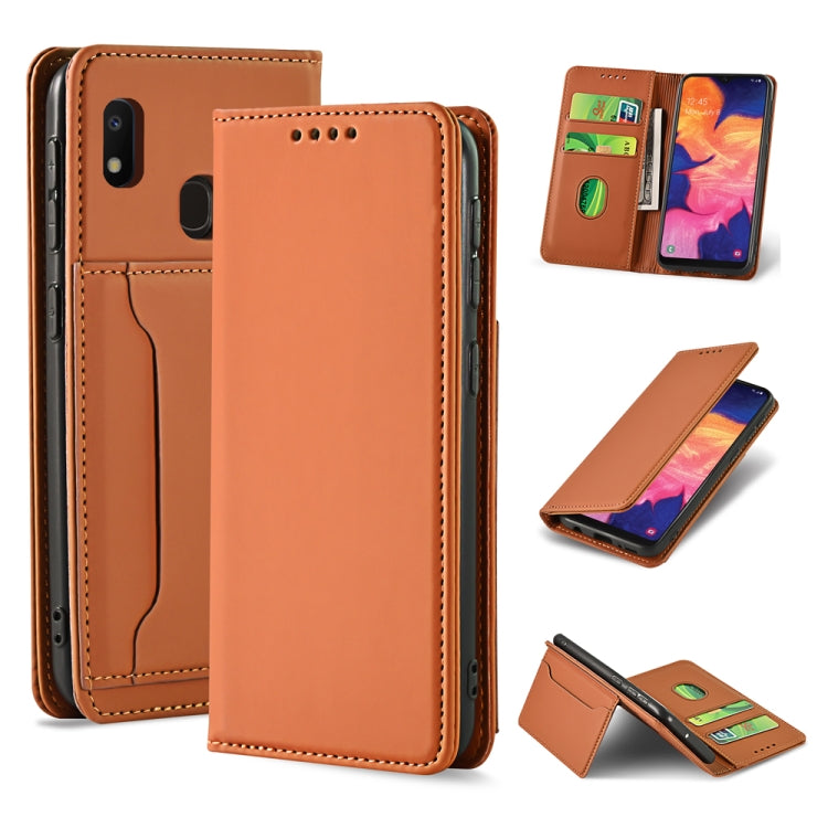 For Samsung Galaxy A10e Strong Magnetism Liquid Feel Horizontal Flip Leather Case with Holder & Card Slots & Wallet