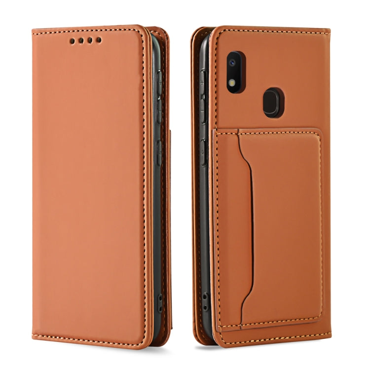 For Samsung Galaxy A10e Strong Magnetism Liquid Feel Horizontal Flip Leather Case with Holder & Card Slots & Wallet