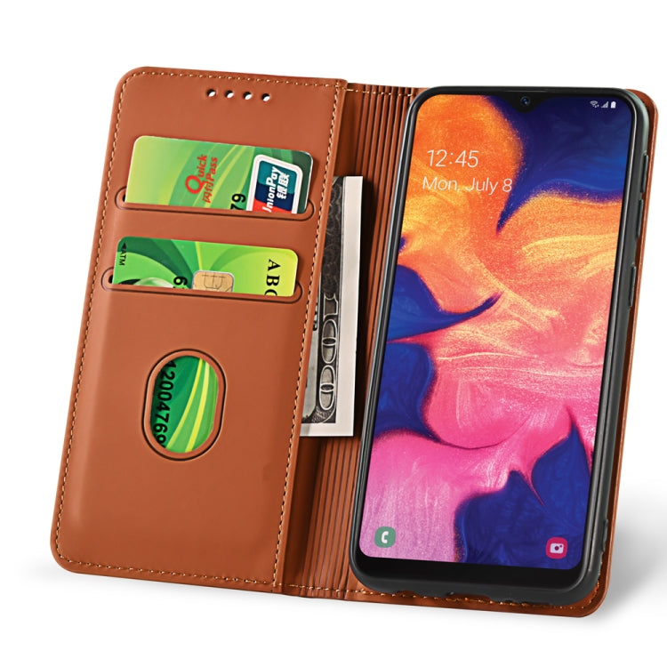 For Samsung Galaxy A10e Strong Magnetism Liquid Feel Horizontal Flip Leather Case with Holder & Card Slots & Wallet